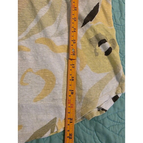 Rachel Zoe Top‎ Womens Size Medium Yellow Floral Short Sleeve 100% Linen Top - Picture 6 of 6